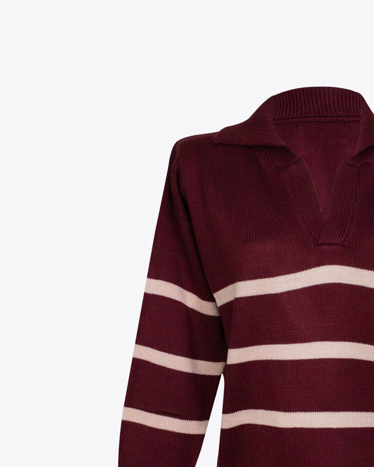 Sweater polo burgundy rayas