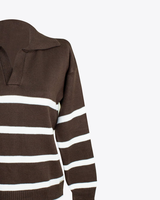 Sweater polo Brown rayas
