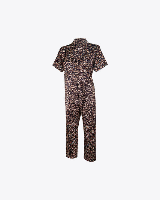 Pijama cuello chaquetero Leopard algodón