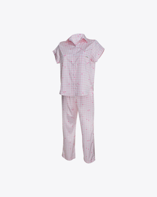 Pijama camisería m/c cuadros girly Seda