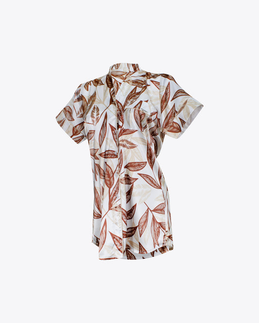 Pijama vestido camisero nature Brown Seda