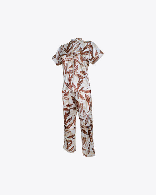 Pijama camisa mao + pantalón nature brown Seda