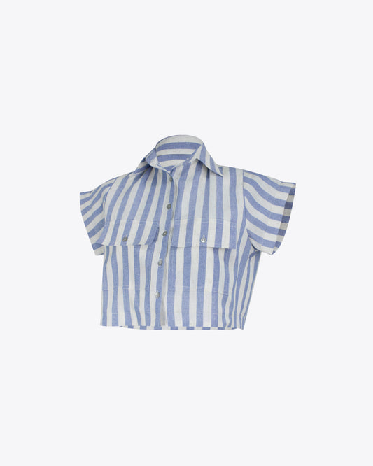 Camisa Crop rayas blue