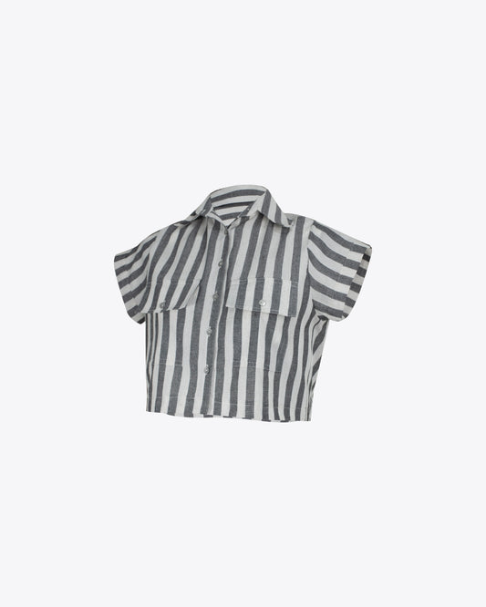 Camisa Crop rayas gray