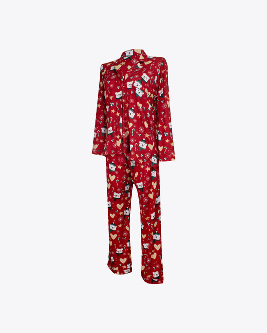 Pijama cuello chaquetero Ositos red algodón