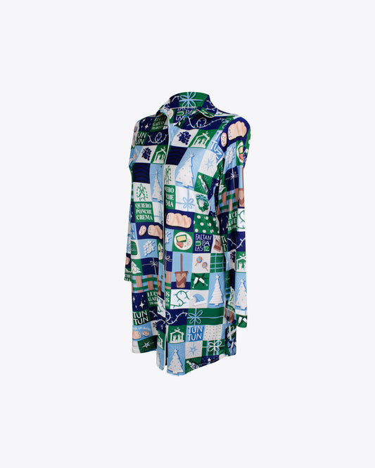 Pijama vestido camisero con sabor a tradición blue algodón