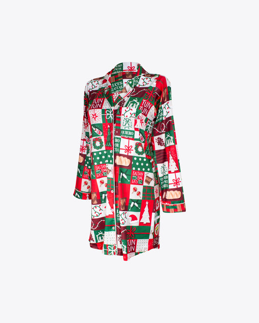 Pijama vestido camisero M/L con sabor a tradición red Algodón