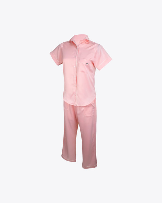 Pijama camisa + pantalón Rosa seda