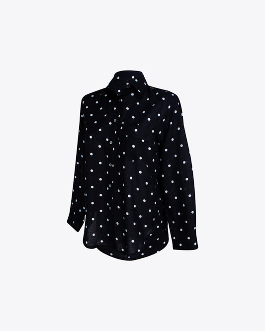 Camisa classic oversize polka black
