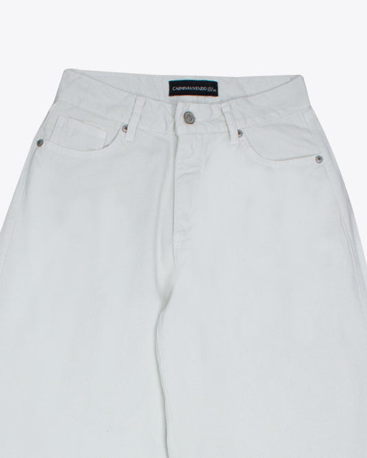 Jean bota ancha denim white