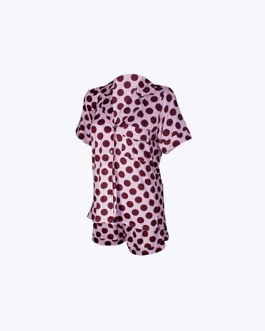 Pijama short polka rose