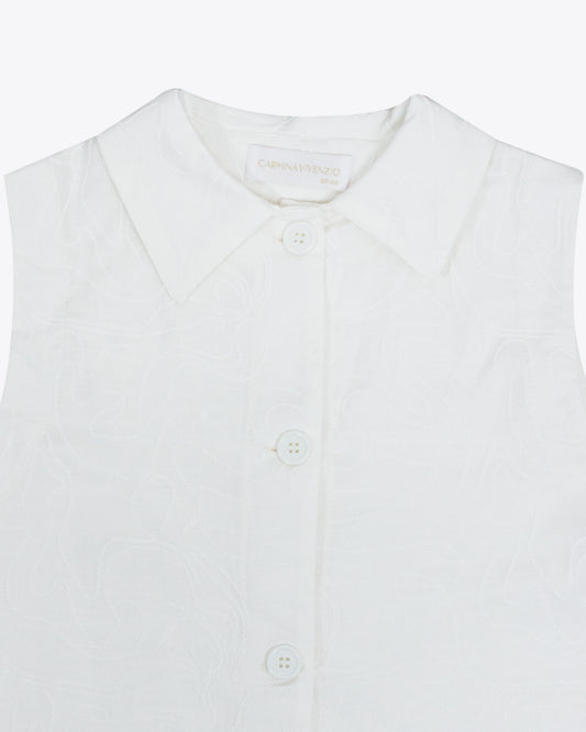 Camisa lino brocado Cream
