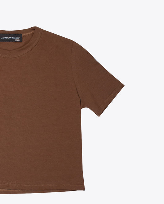 T-shirt crop Marrón chocolate