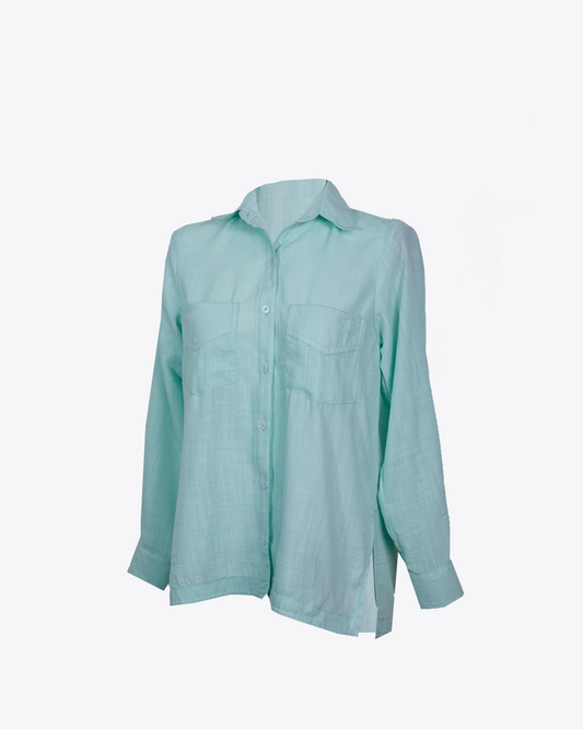 Camisa maxi Lino Menta