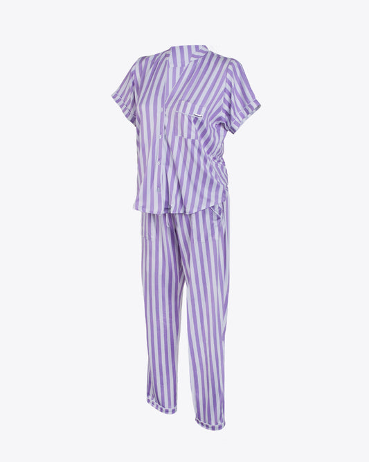 Pijama camisa mao y pantalón rayas Purple