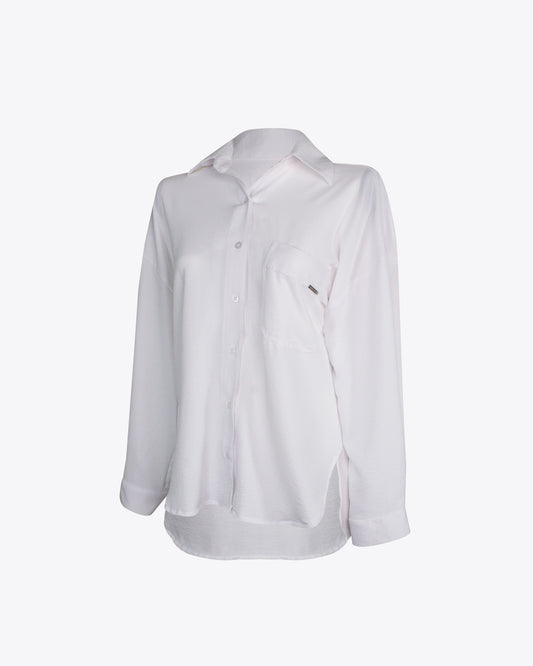 Camisa retro regular lino White
