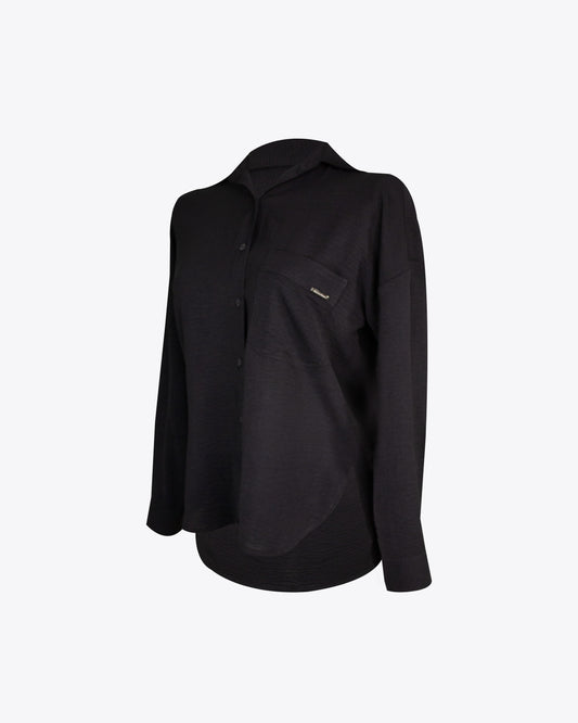 Camisa retro regular lino Black