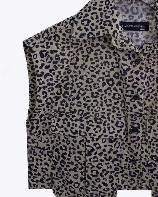 Camisa crop Vainilla Leopard