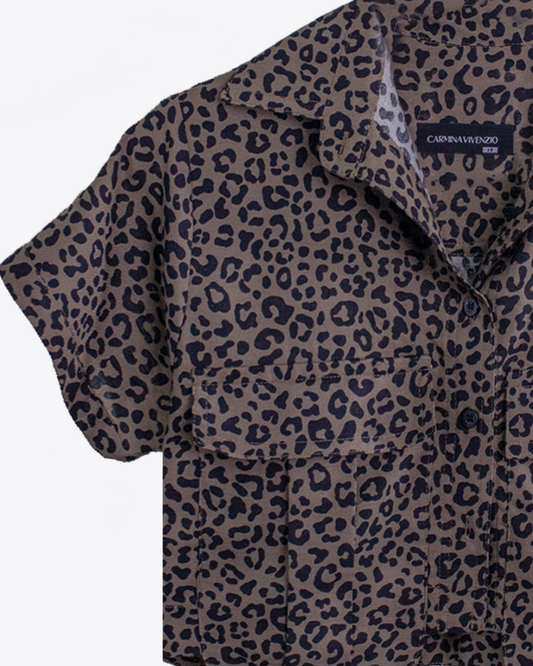 Camisa crop Coffee Leopard