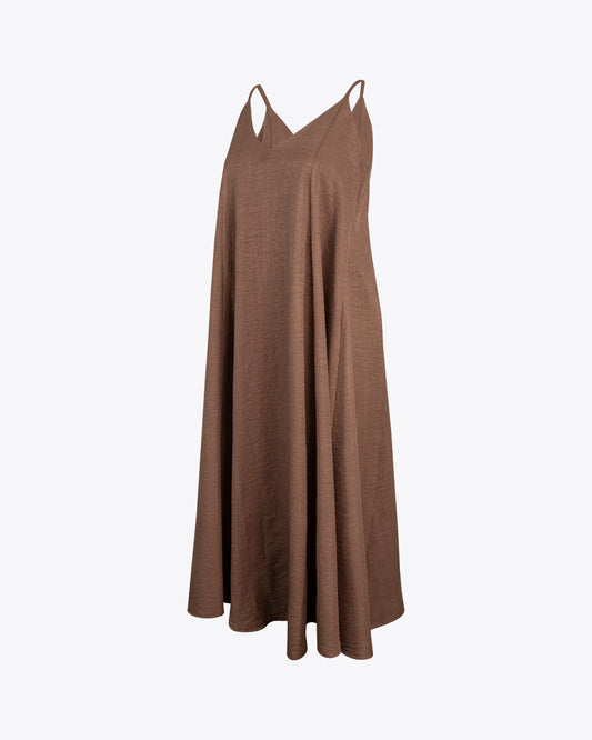 Vestido maxi lino Brown
