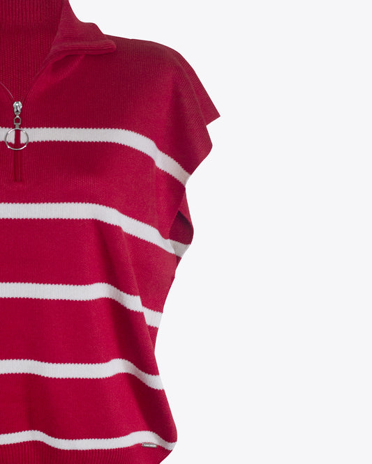 Pullover tejido rayas Red