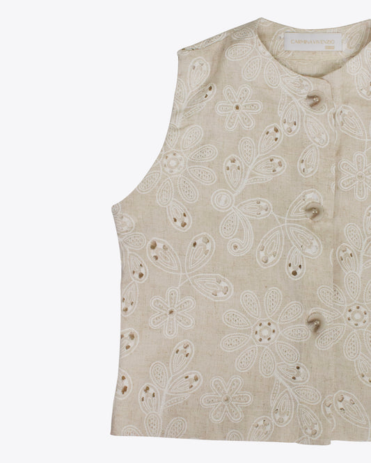 Blusa lino brocada Nude