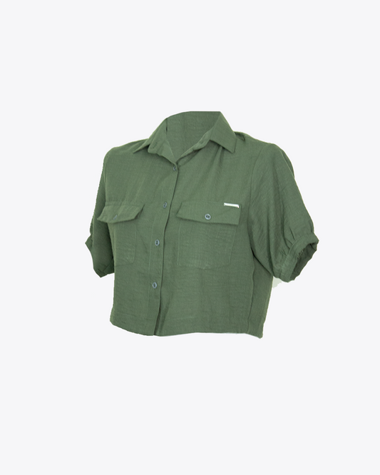 Camisa crop Verde Army