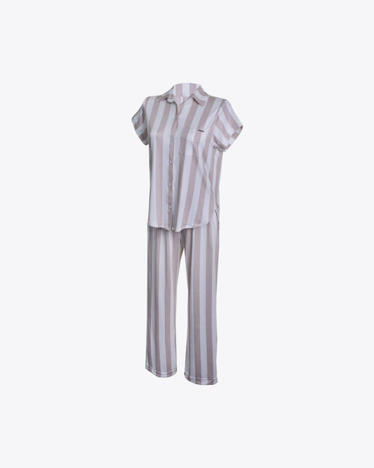 Pijama camiseria M/C rayas Nude