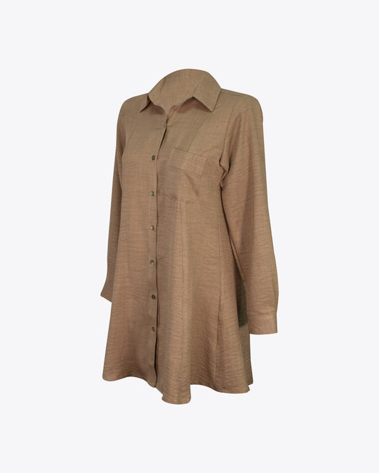Vestido camisero M/L lino Brown