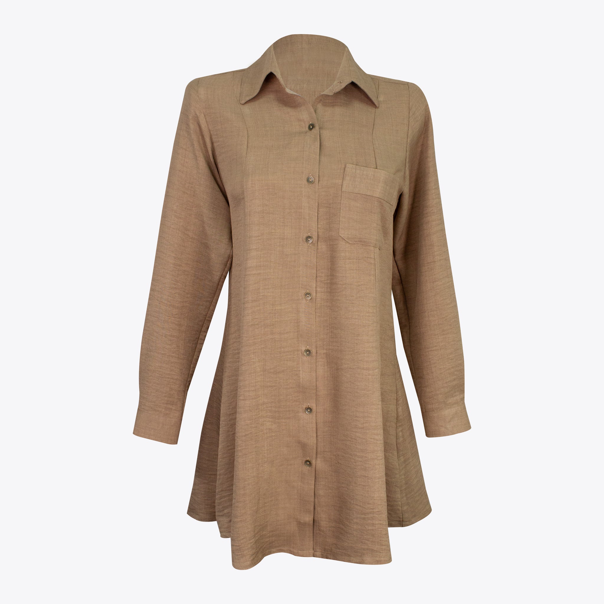 Vestido camisero M/L lino Brown