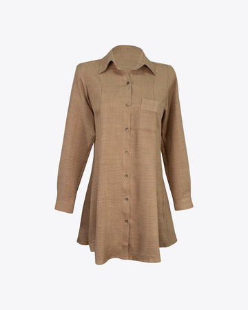 Vestido camisero M/L lino Brown