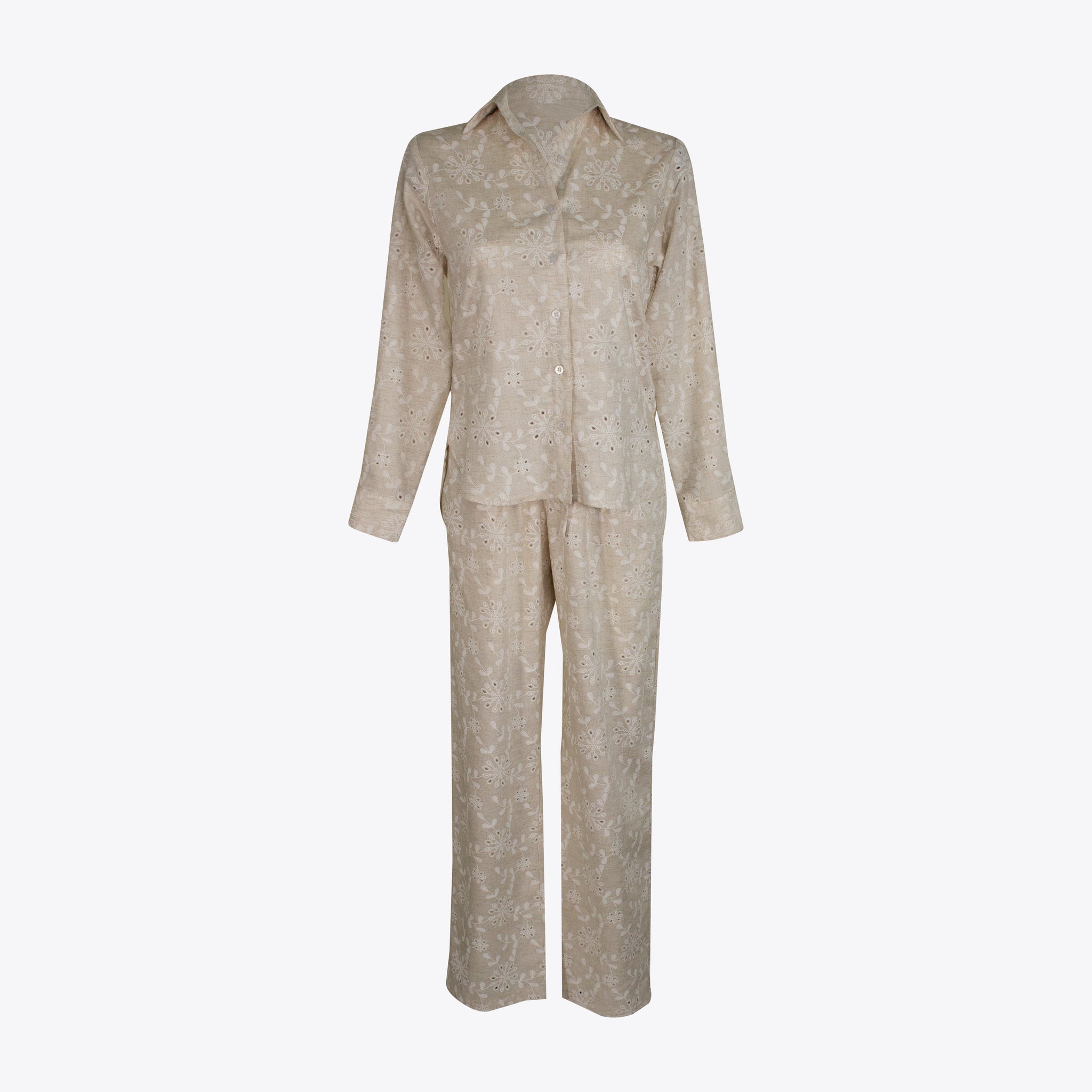 Set lino brocado Cream