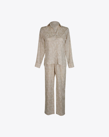 Set lino brocado Cream
