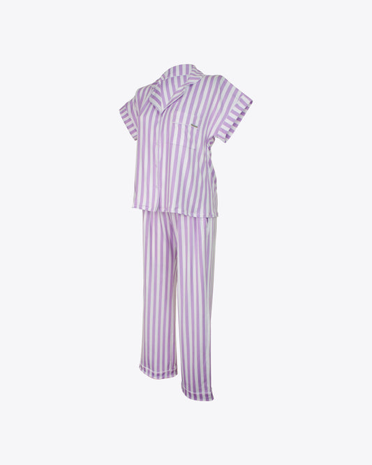 Pijama retro rayas Lila