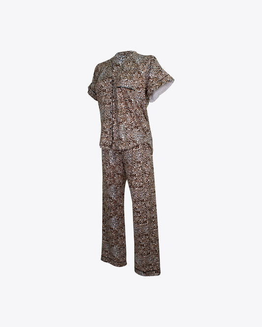 Pijama camisa mao y pantalón Leopard Algodón