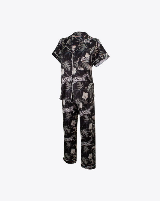 Pijama classic botanical leopard Black