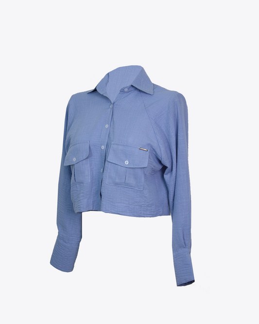 Camisa crop cargo Baby Blue