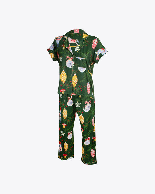 Pijama retro navidad muérdago algodón