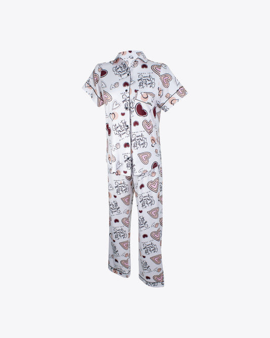 Pijama camisa + pantalón funny hearts algodón