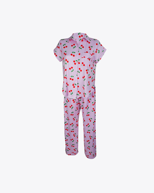 Pijama camisería m/c cherry algodón