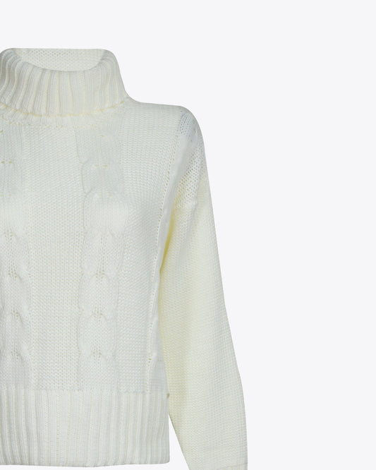 Sweater cuello alto cream