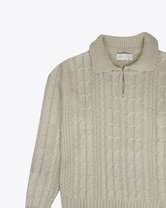Sweater Polo Trenzado Nude