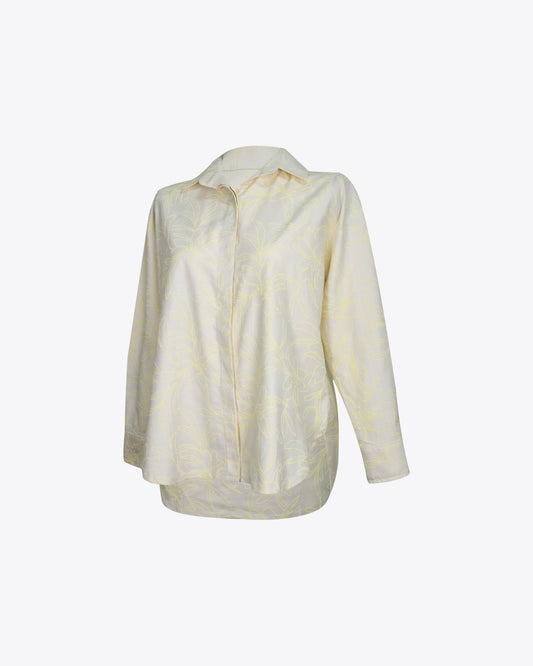 Camisa retro lino brocado Yellow