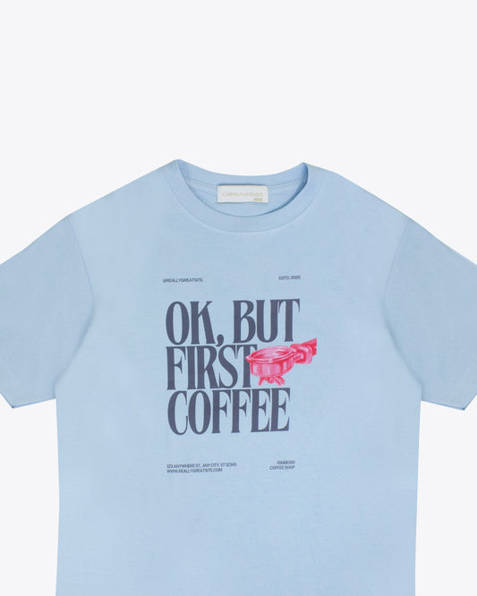 T-shirt coffee baby blue oversize